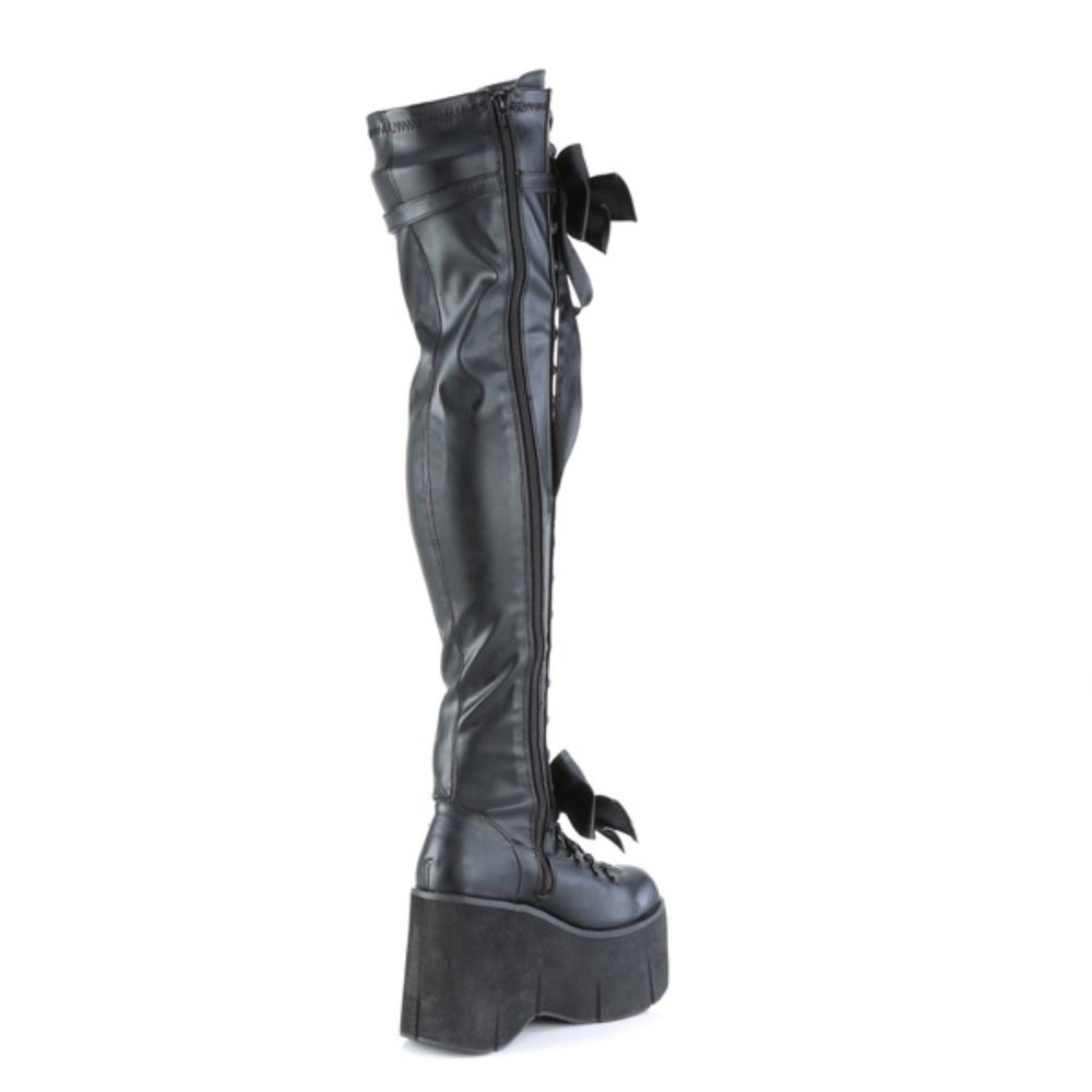 Stretch Black Matte Platform Thigh Boots Goth Punk Rock Rave Kera 303 - Picture 6 of 12